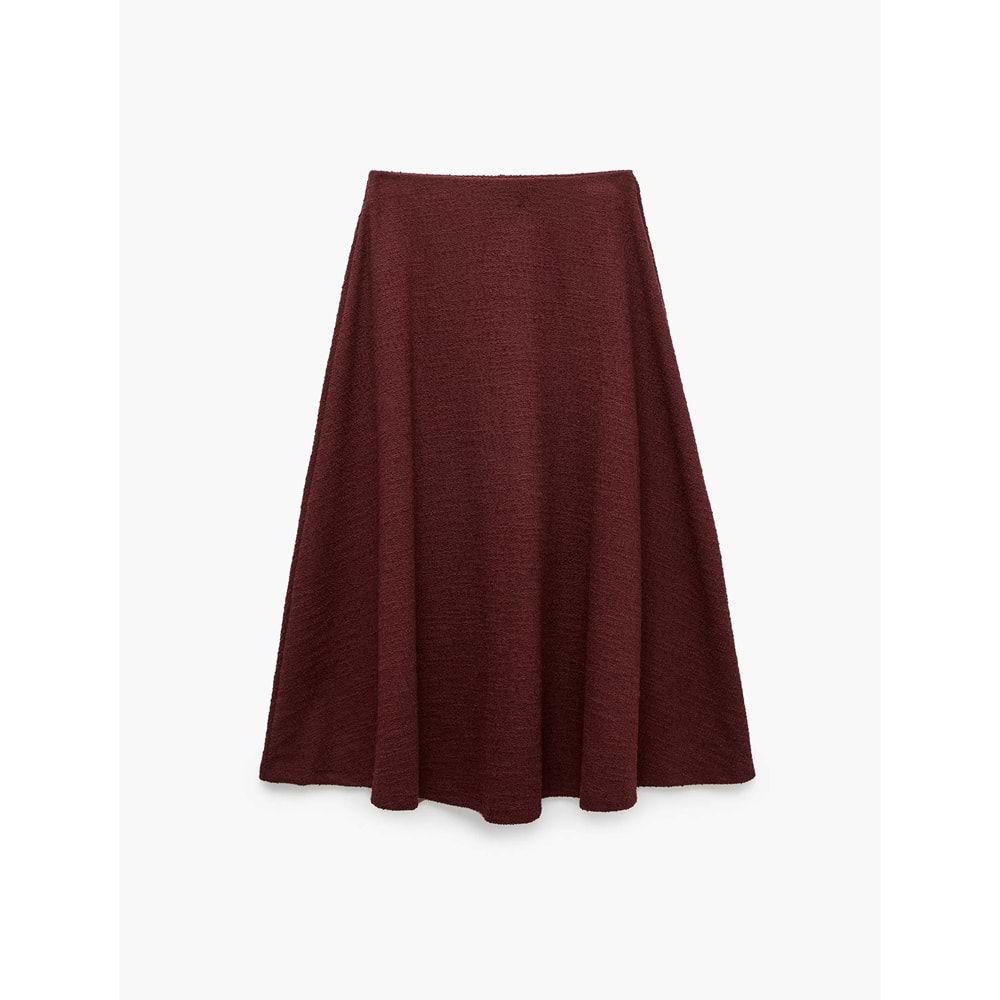 Dikiş Detaylı Normal Bel Regular Fit Uzun Etek 7WAK10032UK - KOTON - BORDO - S