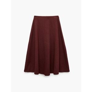 Dikiş Detaylı Normal Bel Regular Fit Uzun Etek 7WAK10032UK - KOTON - BORDO - S