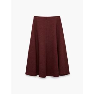 Dikiş Detaylı Normal Bel Regular Fit Uzun Etek 7WAK10032UK - KOTON - BORDO - S