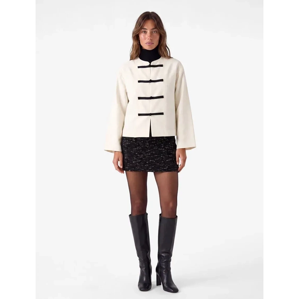 Fermuar Detaylı Normal Bel Slim Fit Tüvit Mini Etek 7WAK10177EK - KOTON - Siyah Desenli - L