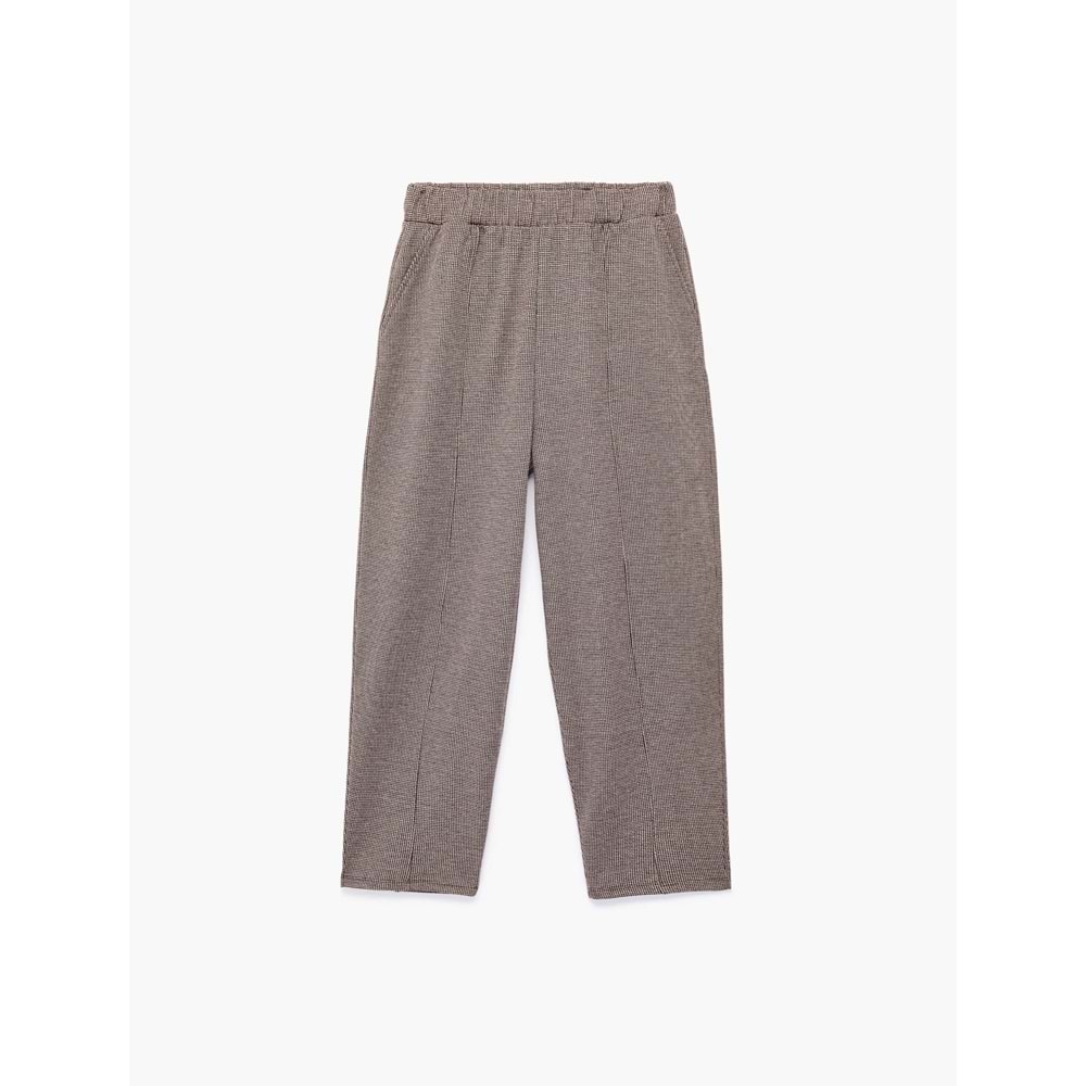 Yan Cepli Rahat Kalıp Kareli Barrel Pantolon 7WAK40038UK - KOTON - SİYAH ÇİZGİLİ - S