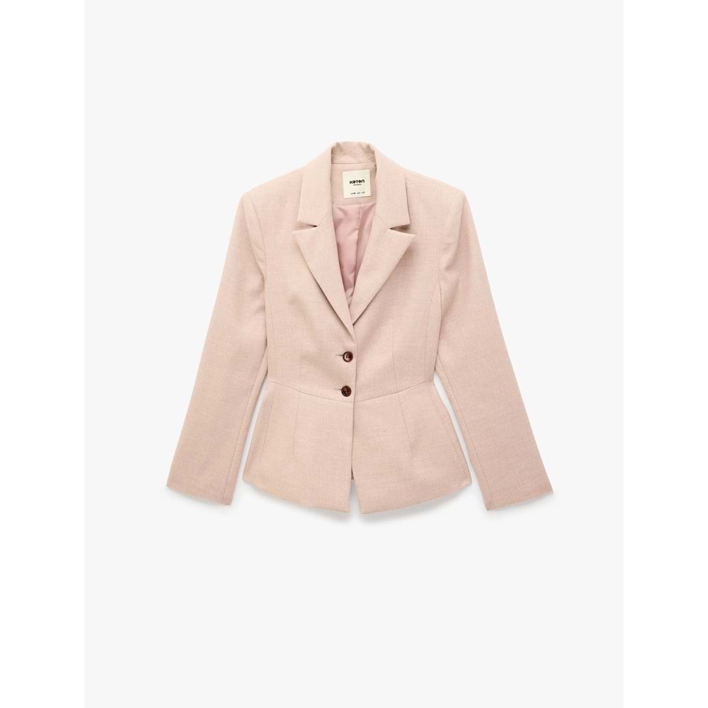 Cep Detaylı Düğmeli Blazer Ceket 7WAK50042UW - KOTON - PEMBE - 34
