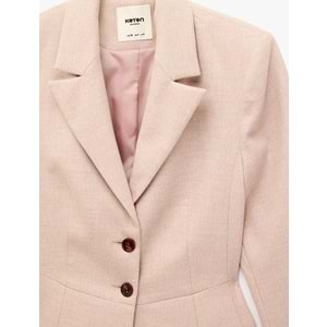 Cep Detaylı Düğmeli Blazer Ceket 7WAK50042UW - KOTON - PEMBE - 34
