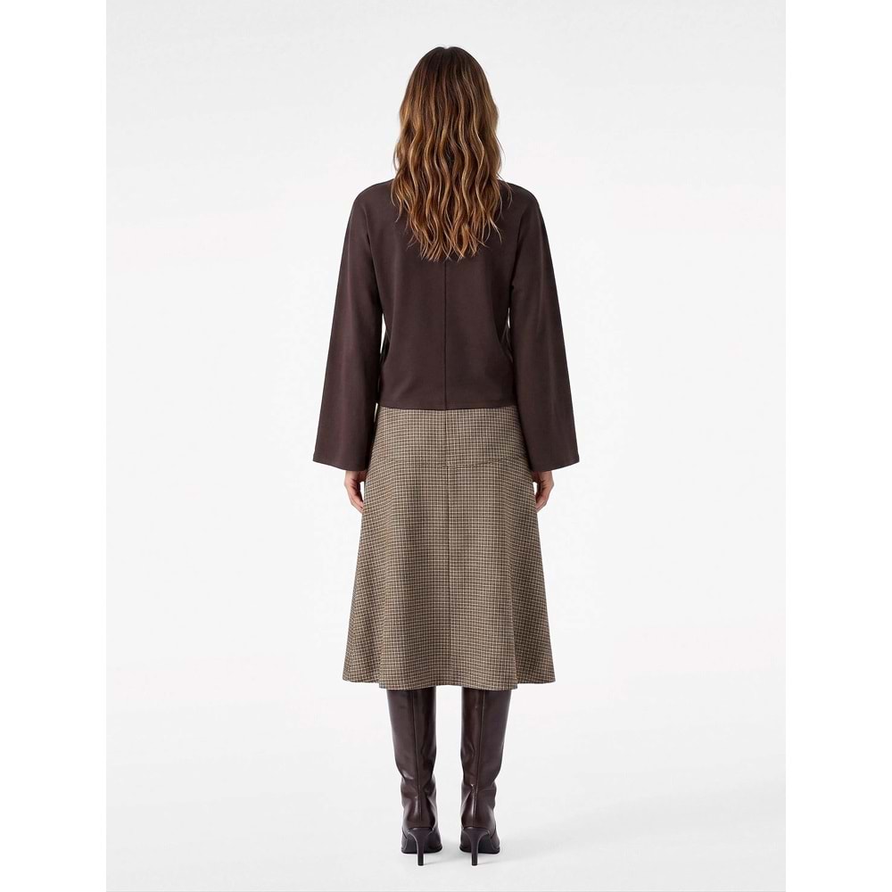 Bisiklet Yaka Oversize Tişört 7WAK50092EK - KOTON - KAHVERENGİ - XS