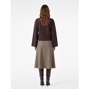 Bisiklet Yaka Oversize Tişört 7WAK50092EK - KOTON - KAHVERENGİ - XS