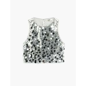 Bisiklet Yaka Kolsuz Crop Abiye Bluz 7WAK60001FK - KOTON - GÜMÜŞ - S