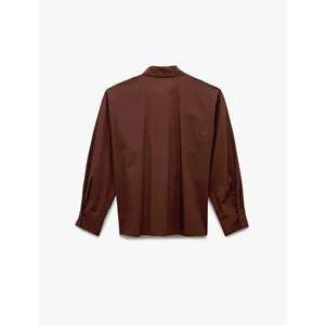 Düğme Detaylı Poplin Oversize Gömlek 7WAK60008PW - KOTON - KAHVERENGİ - 34