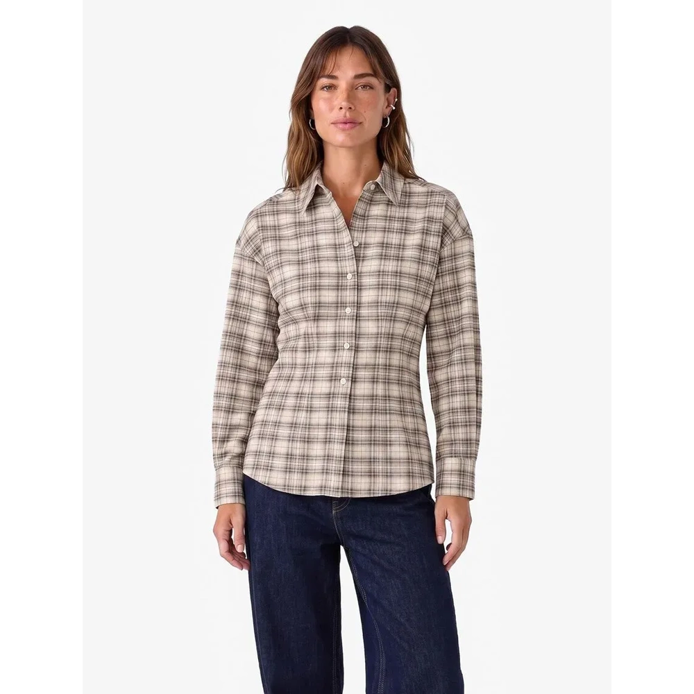 Klasik Yaka Peplum Ekose Gömlek 7WAK60065PW - KOTON - YEŞİL - 34