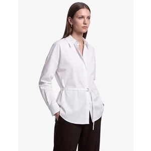 Kemerli Regular Fit Uzun Kollu Gömlek 7WAK60066UW - KOTON - KIRIK BEYAZ - 34