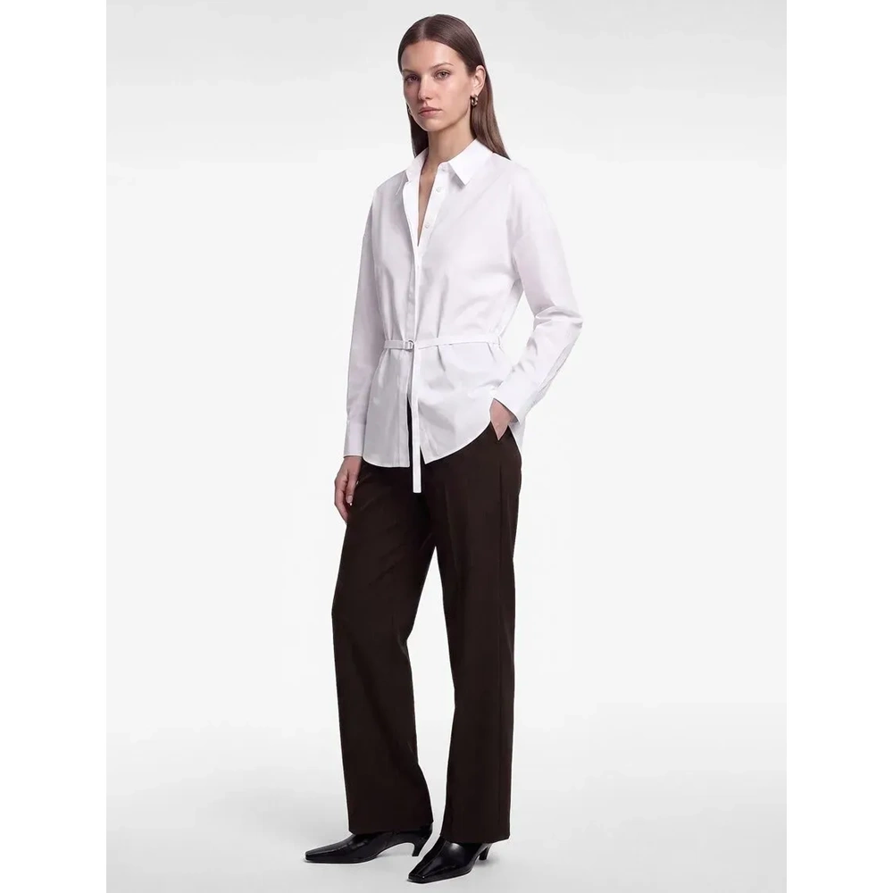 Kemerli Regular Fit Uzun Kollu Gömlek 7WAK60066UW - KOTON - KIRIK BEYAZ - 34