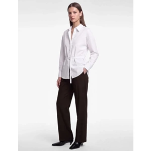 Kemerli Regular Fit Uzun Kollu Gömlek 7WAK60066UW - KOTON - KIRIK BEYAZ - 34