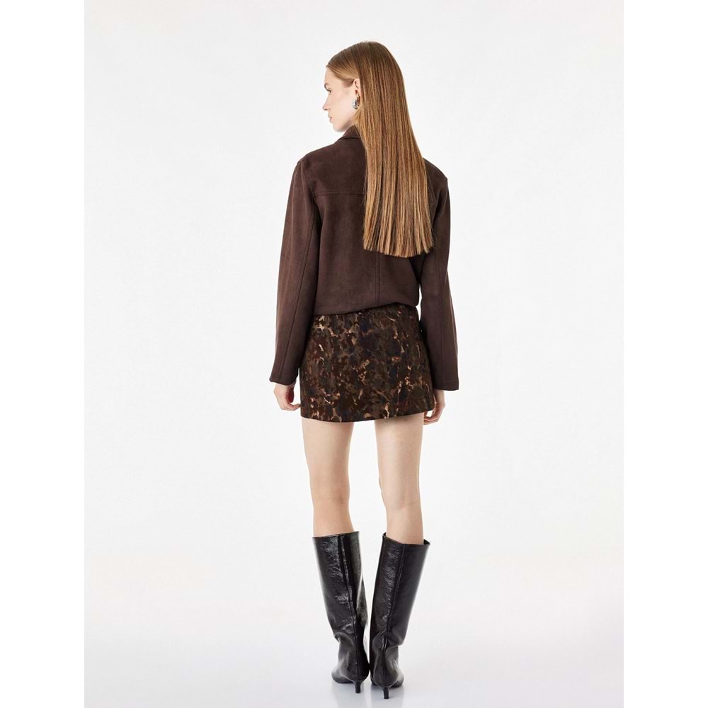 Gabardin Kamuflaj Desenli Mini Etek 7WAK70035EW - KOTON - HAKİ DESENLİ - 36