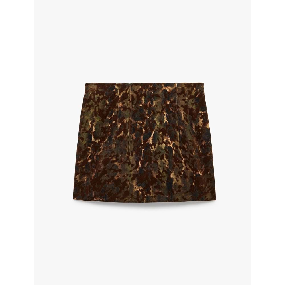 Gabardin Kamuflaj Desenli Mini Etek 7WAK70035EW - KOTON - HAKİ DESENLİ - 36