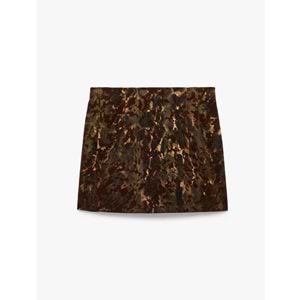 Gabardin Kamuflaj Desenli Mini Etek 7WAK70035EW - KOTON - HAKİ DESENLİ - 36