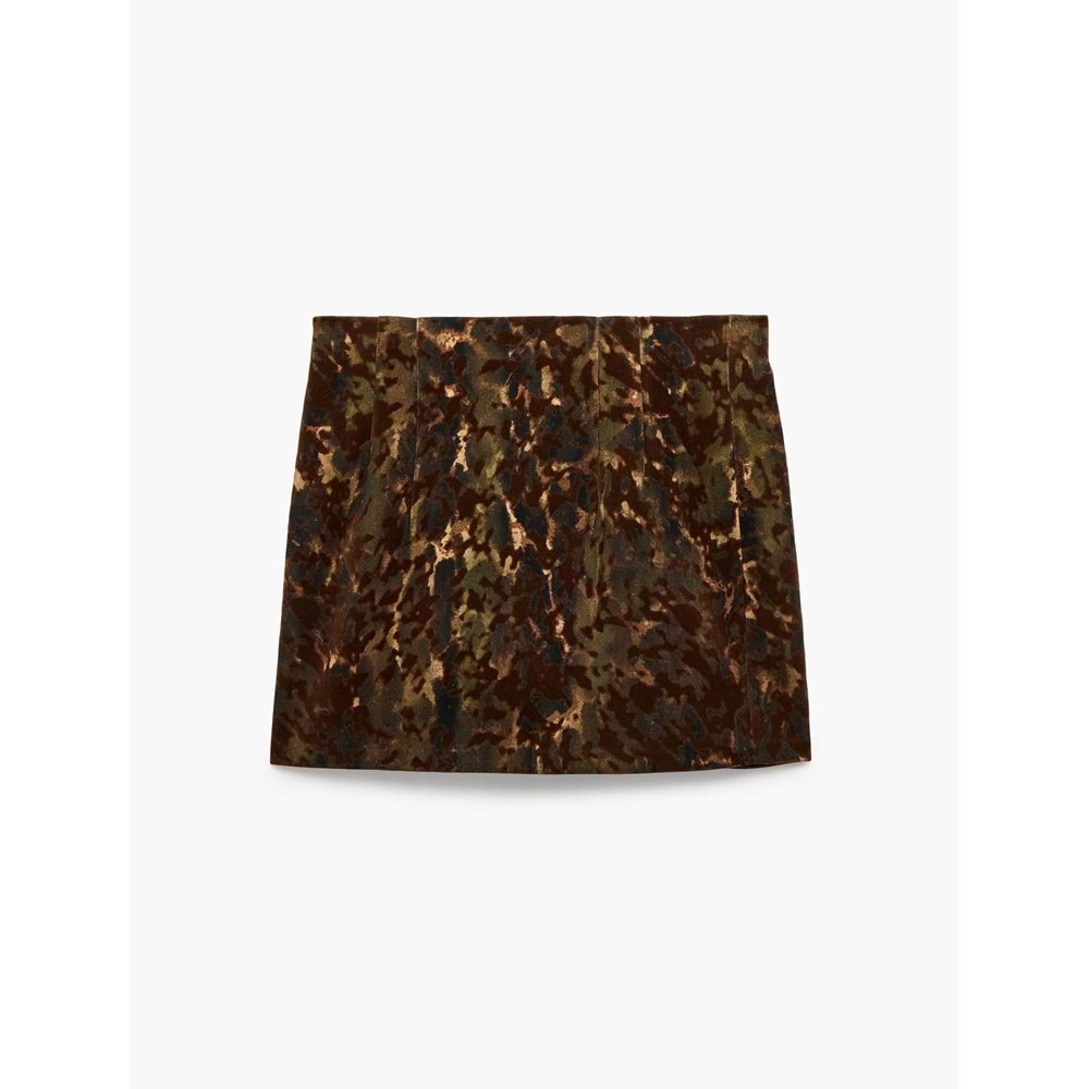 Gabardin Kamuflaj Desenli Mini Etek 7WAK70035EW - KOTON - HAKİ DESENLİ - 36
