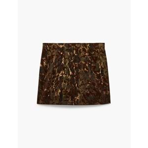 Gabardin Kamuflaj Desenli Mini Etek 7WAK70035EW - KOTON - HAKİ DESENLİ - 36