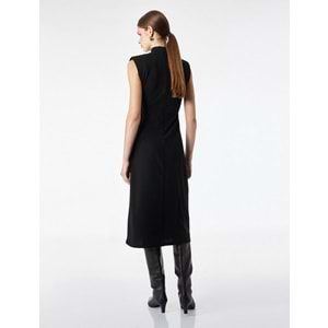 Slim Fit Kolsuz Dik Yaka Midi Elbise 7WAK80006UK - KOTON - SİYAH - S