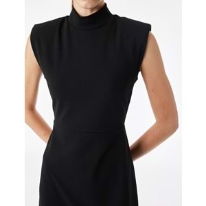 Slim Fit Kolsuz Dik Yaka Midi Elbise 7WAK80006UK - KOTON - SİYAH - S