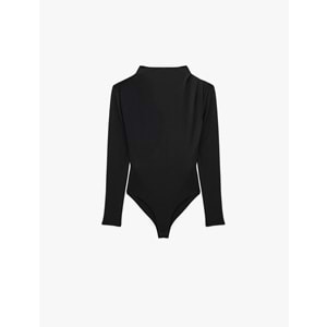 Drape Detaylı Hafif Dik Yaka Bodysuit 7WAK80008EK - KOTON - SİYAH - XS