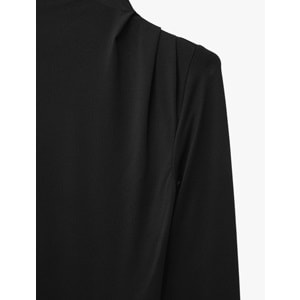 Drape Detaylı Hafif Dik Yaka Bodysuit 7WAK80008EK - KOTON - SİYAH - XS