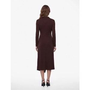 Metal Aksesuarlı Slim Fit Maxi Elbise 7WAK80008FK - KOTON - KAHVERENGİ - XS