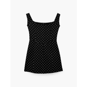 Kare Yaka Kolsuz Mini Abiye Elbise 7WAK80019FW - KOTON - Siyah Desenli - 36