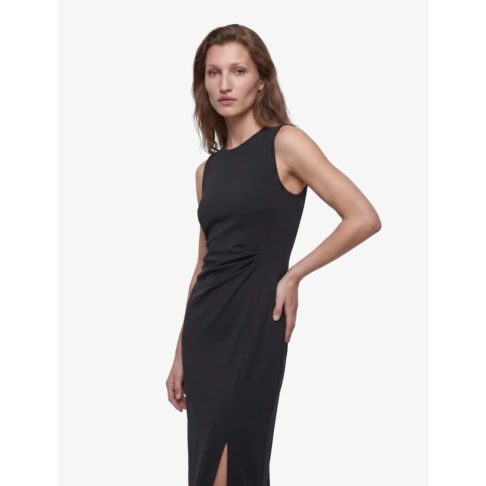 Drape Detaylı Kolsuz Midi Elbise 7WAK80091EK - KOTON - ANTRASİT - S