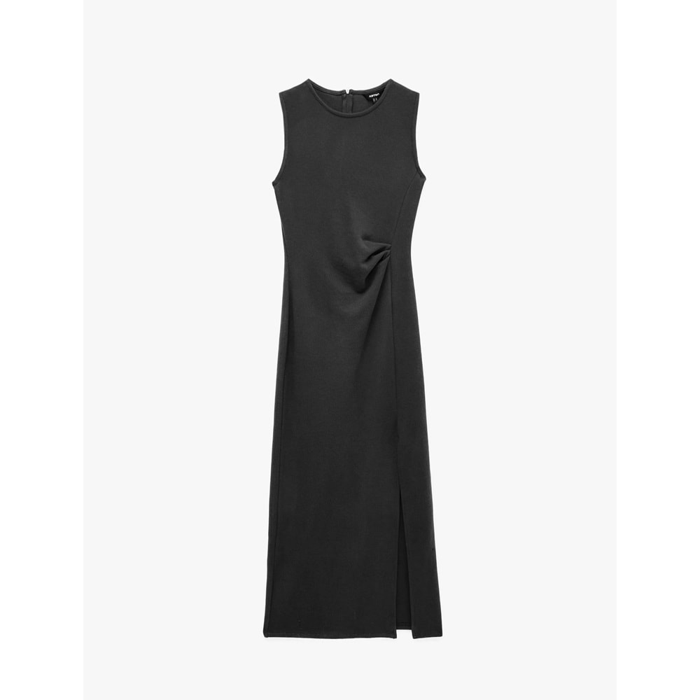 Drape Detaylı Kolsuz Midi Elbise 7WAK80091EK - KOTON - ANTRASİT - S
