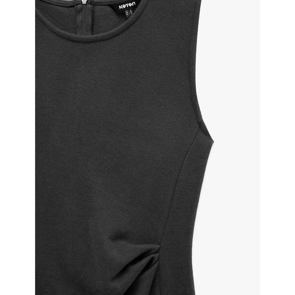 Drape Detaylı Kolsuz Midi Elbise 7WAK80091EK - KOTON - ANTRASİT - S