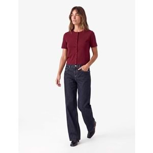 Bisiklet Yaka Düğmeli Triko Hırka 7WAK90597HT - KOTON - MÜRDÜM - XL
