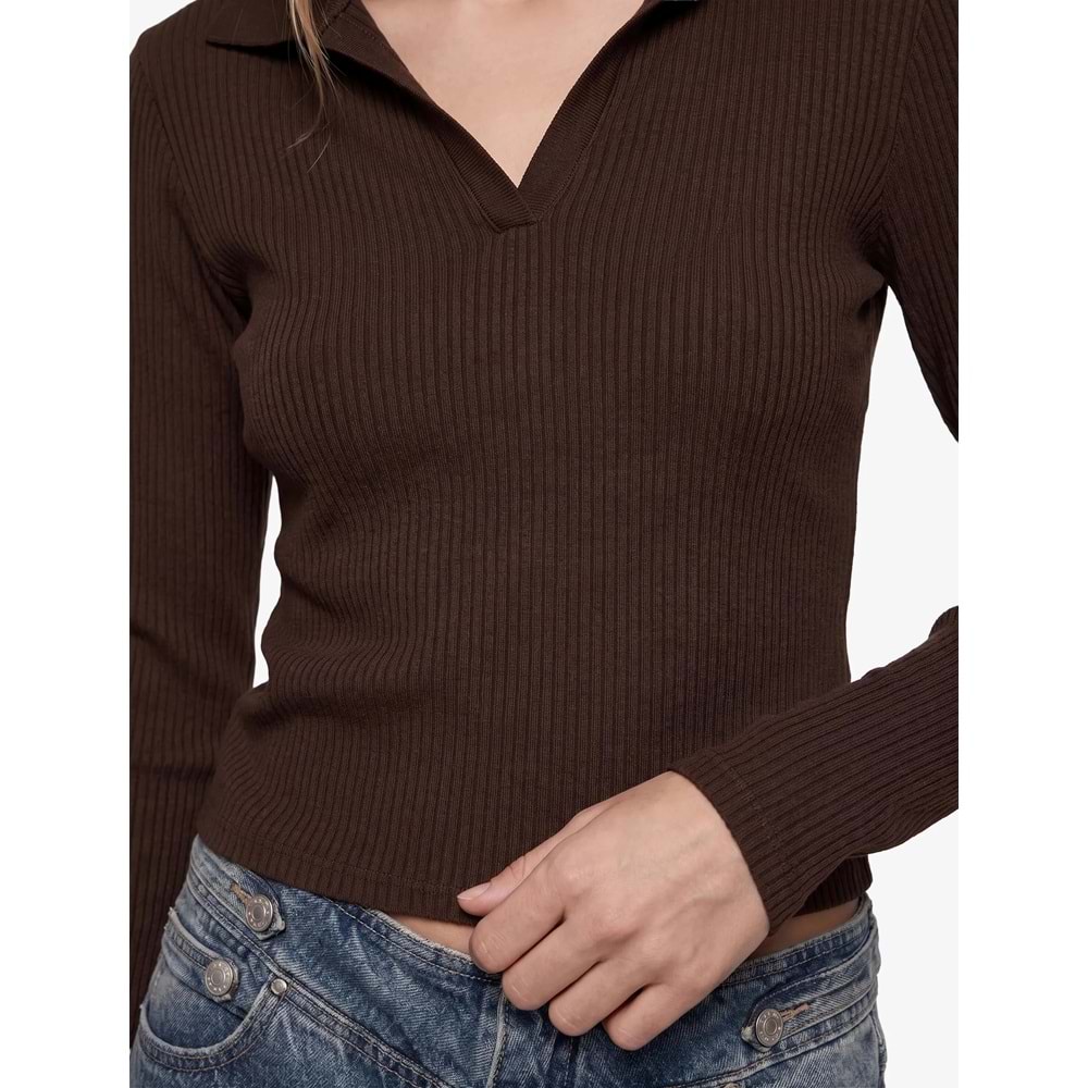 Slim Fit Polo Yaka Tişört 7WAL10329IK - KOTON - KAHVERENGİ - S