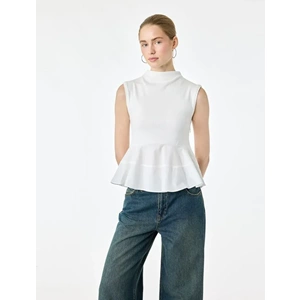 Dik Yaka Kaşkorse Peplum Bluz 7WAL30013IK - KOTON - EKRU - S