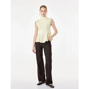 Dik Yaka Kaşkorse Peplum Bluz 7WAL30013IK - KOTON - SARI - S