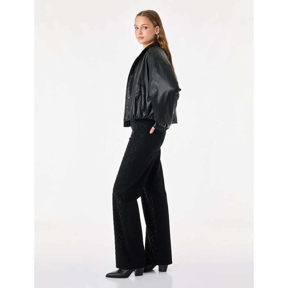Düz Paça Denim Pantolon - Straight Fit Jean 7WAL40033MD - KOTON - SİYAH - 25/32