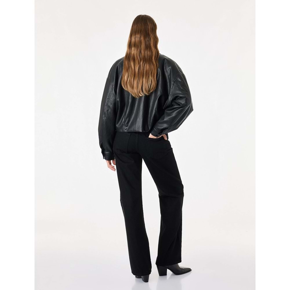 Düz Paça Denim Pantolon - Straight Fit Jean 7WAL40033MD - KOTON - SİYAH - 25/32