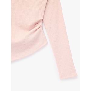 Uzun Kollu Büzgülü Kayık Yaka Bluz 7WAL60013IK - KOTON - PEMBE - XS