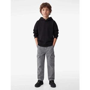 Şardonlu Oversize Okul Sweatshirt 7WKB10027TK - KOTON - SİYAH - 13-14
