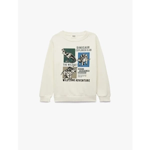 Uzun Kollu Şardonlu Baskılı Sweatshirt 7WKB10062TK - KOTON - EKRU - 7-8