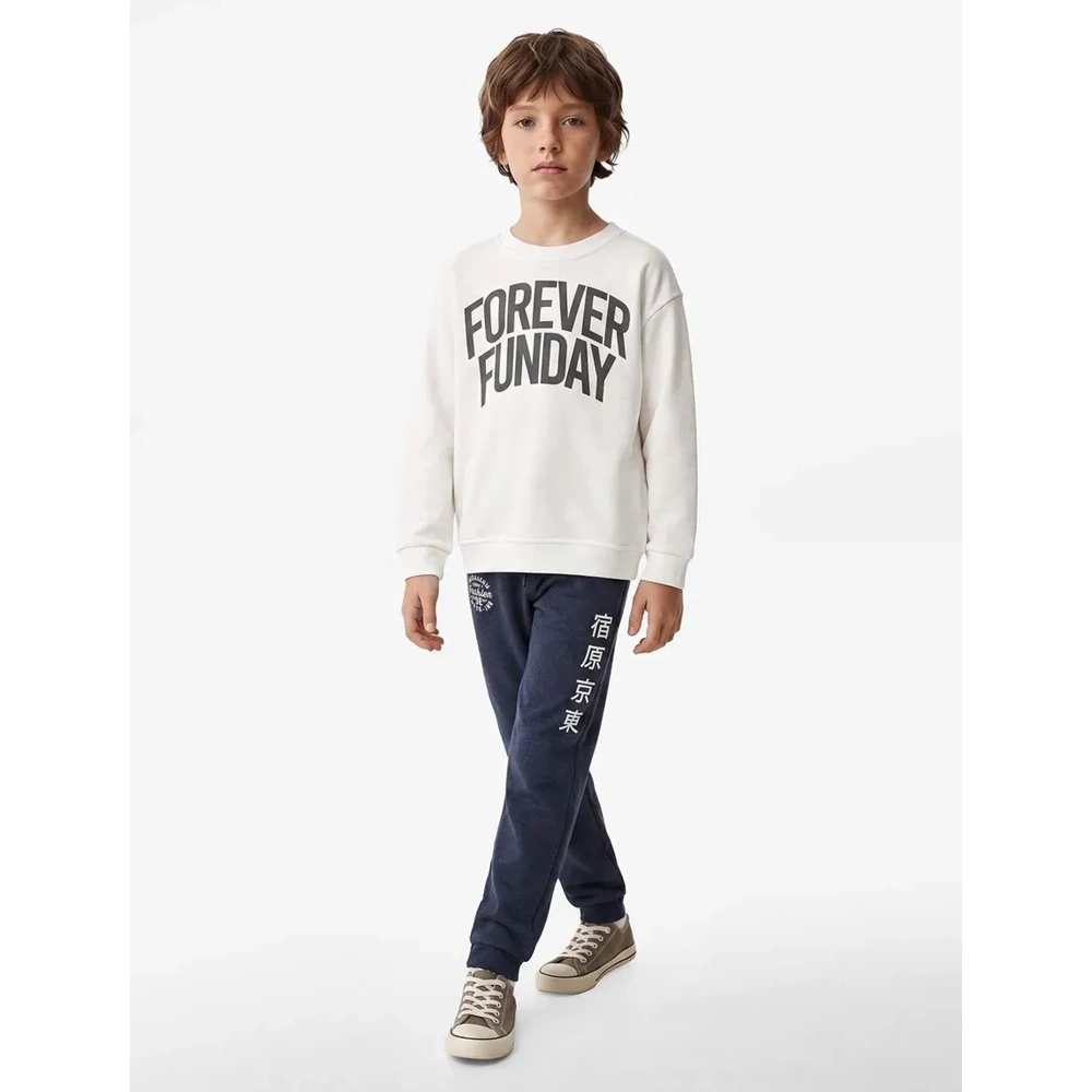 Bisiklet Yaka Baskılı Oversize Sweatshirt 7WKB10166TK - KOTON - EKRU - 13-14