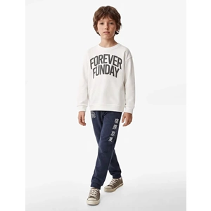 Bisiklet Yaka Baskılı Oversize Sweatshirt 7WKB10166TK - KOTON - EKRU - 13-14