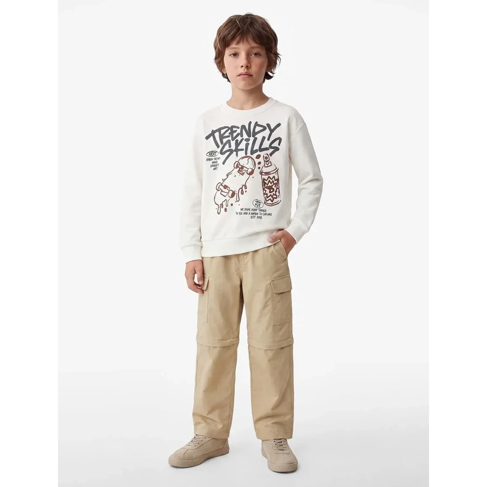 Bisiklet Yaka Baskılı Sweatshirt 7WKB10191TK - KOTON - EKRU - 9-10