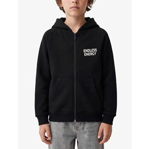 Şardonlu Kapşonlu Fermuarlı Sweatshirt 7WKB10228TK - KOTON - SİYAH - 11-12