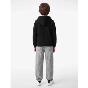Şardonlu Kapşonlu Fermuarlı Sweatshirt 7WKB10228TK - KOTON - SİYAH - 11-12