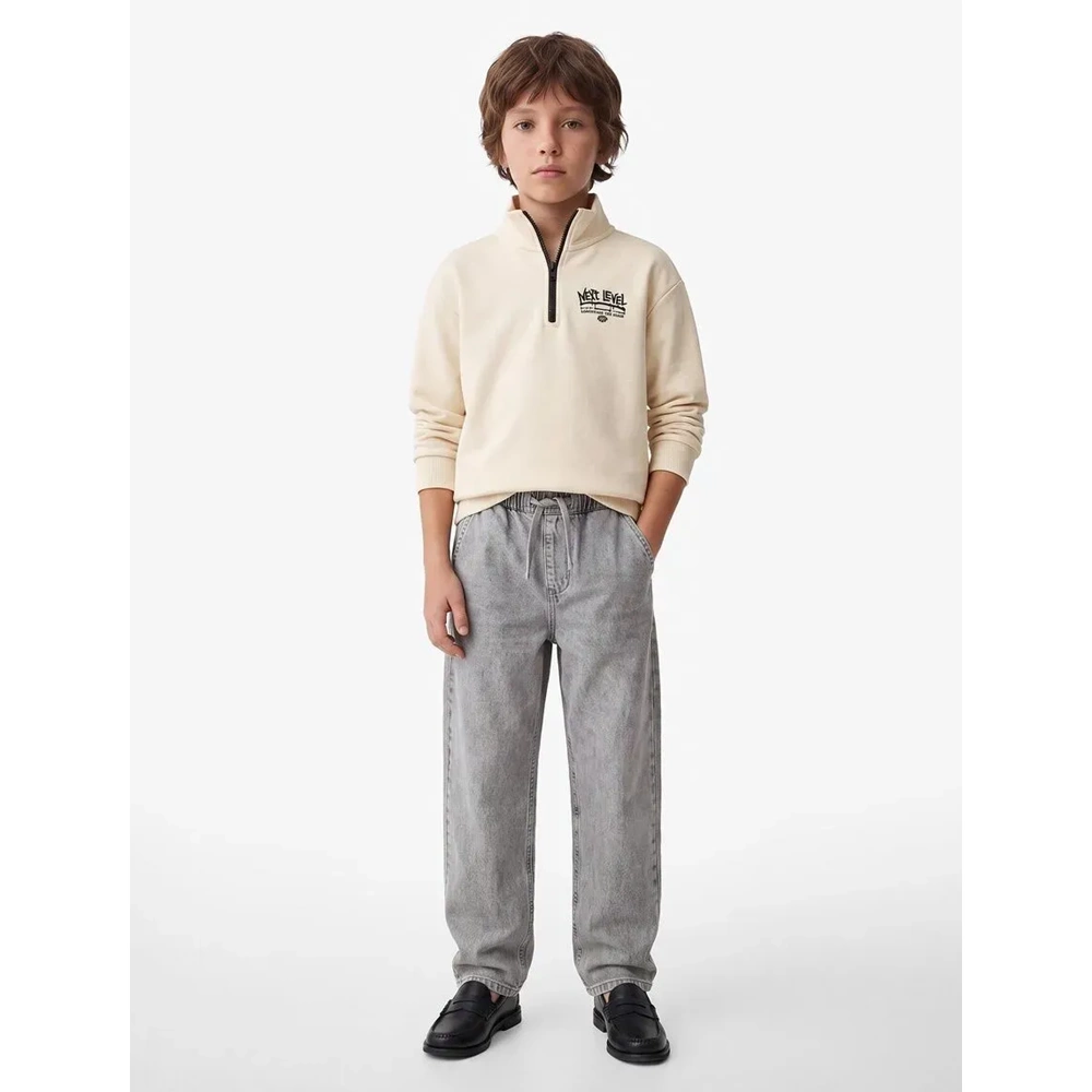 Uzun Kollu Dik Yaka Sweatshirt 7WKB10295TK - KOTON - BEJ - 6-7