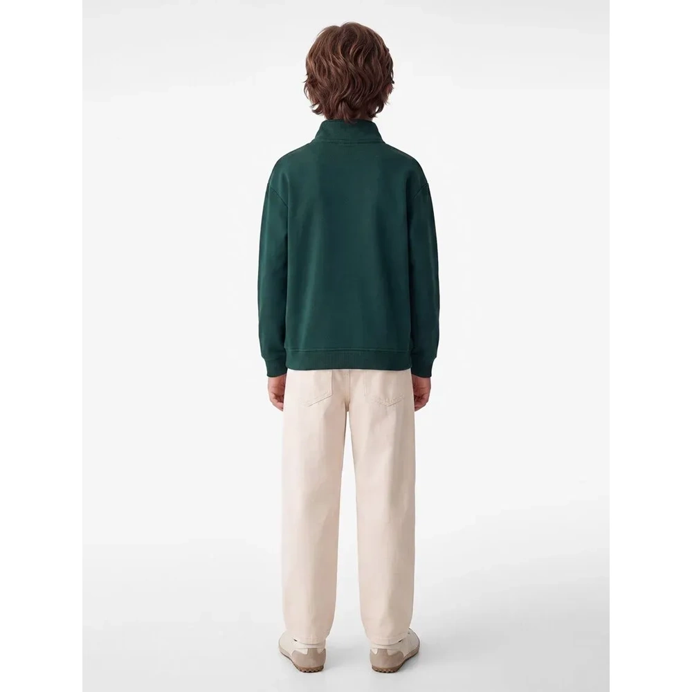 Yarım Fermuarlı Dik Yaka Sweatshirt 7WKB10311TK - KOTON - YEŞİL - 11-12