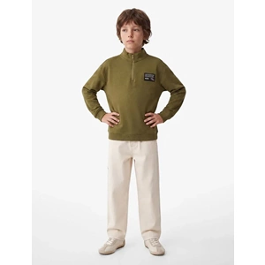 Yarım Fermuarlı Dik Yaka Sweatshirt 7WKB10314TK - KOTON - HAKİ - 9-10