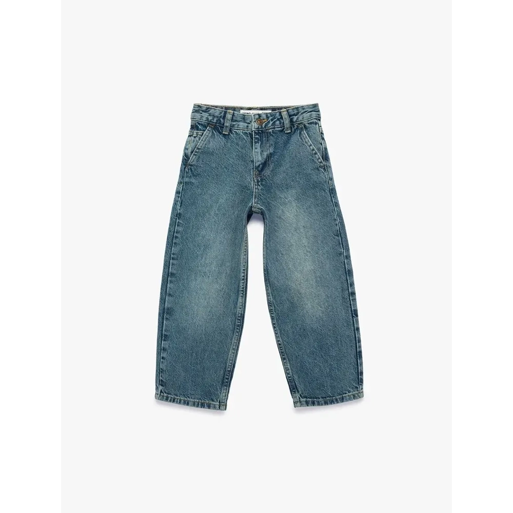 Loose Straight Fit Denim Pantolon 7WKB40002TD - KOTON - PETROL - 11-12
