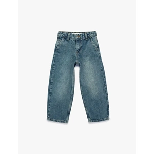 Loose Straight Fit Denim Pantolon 7WKB40002TD - KOTON - PETROL - 11-12