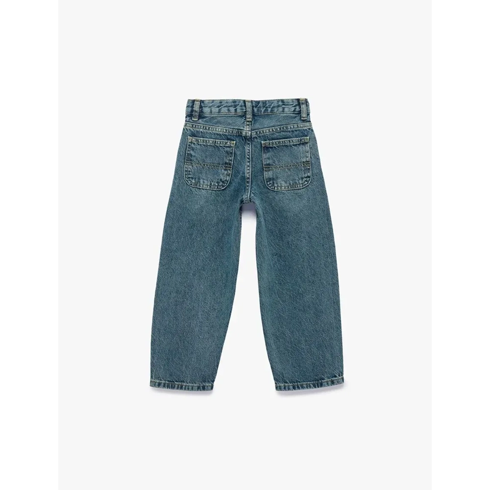 Loose Straight Fit Denim Pantolon 7WKB40002TD - KOTON - PETROL - 11-12