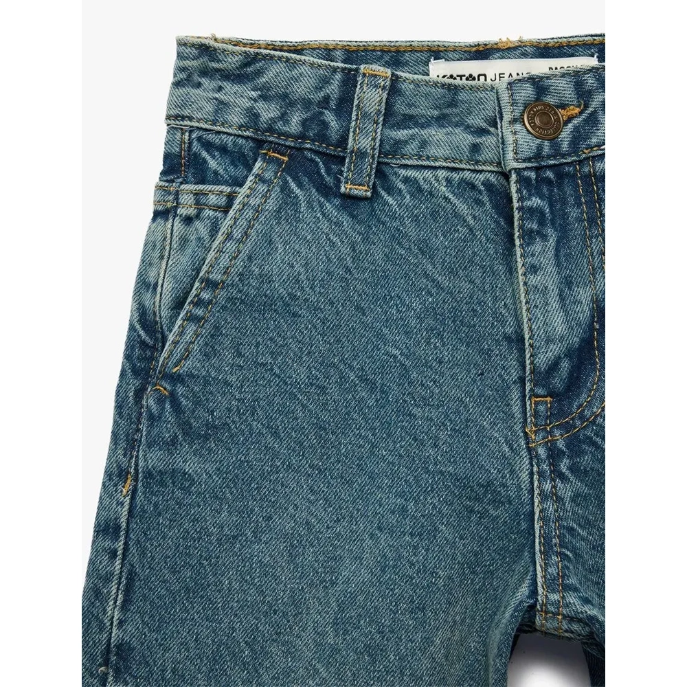 Loose Straight Fit Denim Pantolon 7WKB40002TD - KOTON - PETROL - 11-12
